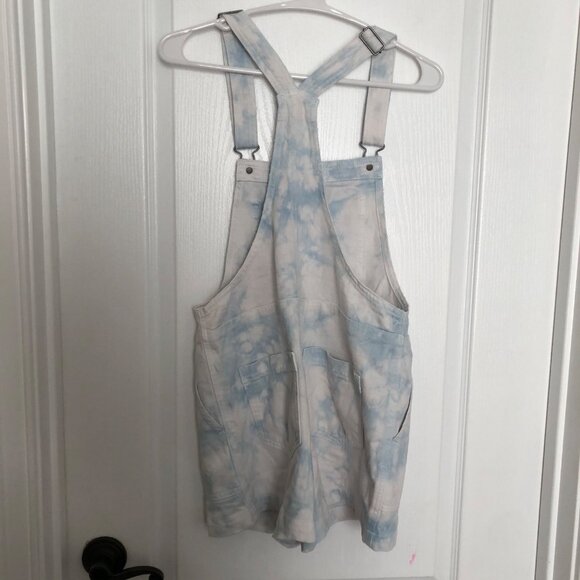 New Aerie Women's XS Tie-Dye Denim Overalls - Light Blue & White NWT - Picture 6 of 8